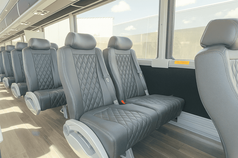 interior of Abilene Shuttle Bus Rentals charter bus